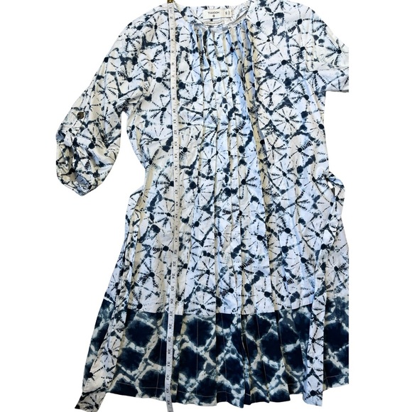 Thakoon x Target Shibori Print Elbow Sleeve Mini Blue White Shirtdress - XS - Picture 9 of 12